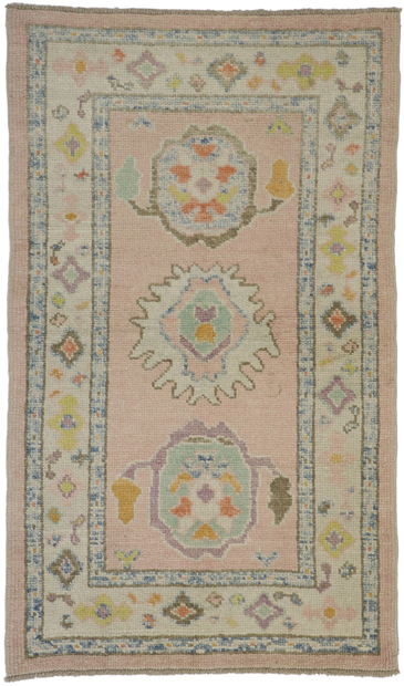 3 x 5 Colorful Pink Turkish Oushak Rug 53596