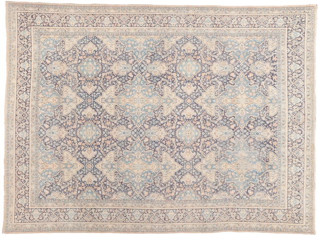 9 x 13 Antique Blue Persian Kerman Rug 53631
