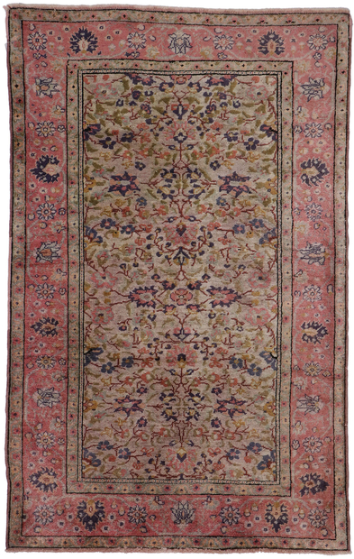 3 x 4 Vintage Pink Persian Silk Rug 78120