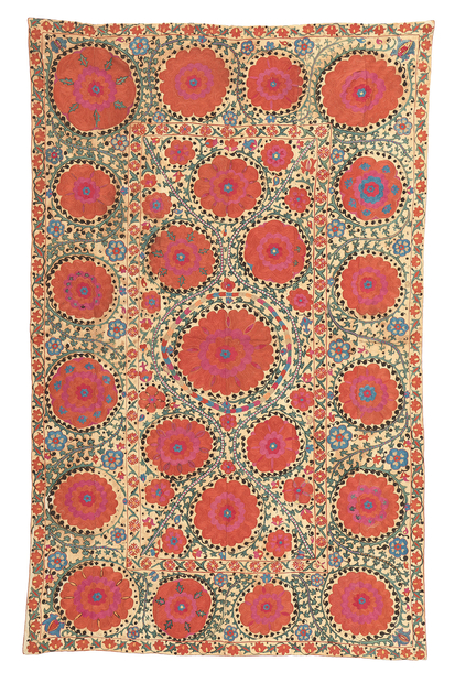 4 x 5 Antique Uzbek Shakhrisyabz Suzani Tapestry 78199