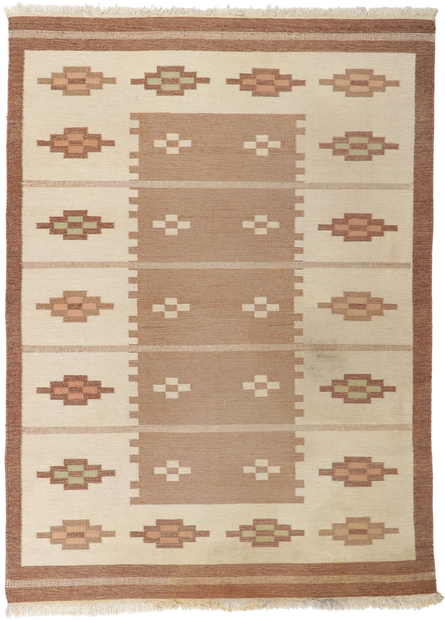 7 x 9 Erik Lundberg Vintage Swedish Rollakan Rug 78253
