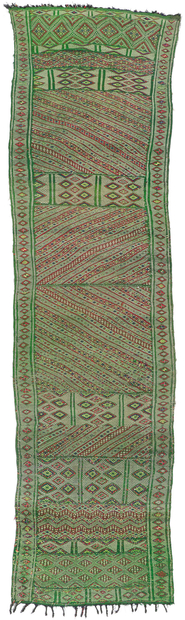 4 x 16 Vintage Green Zemmour Moroccan Kilim Rug 21701