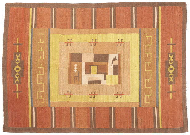7 x 10 Antique Impi Sotavalta Finnish Flatweave Rug 78467