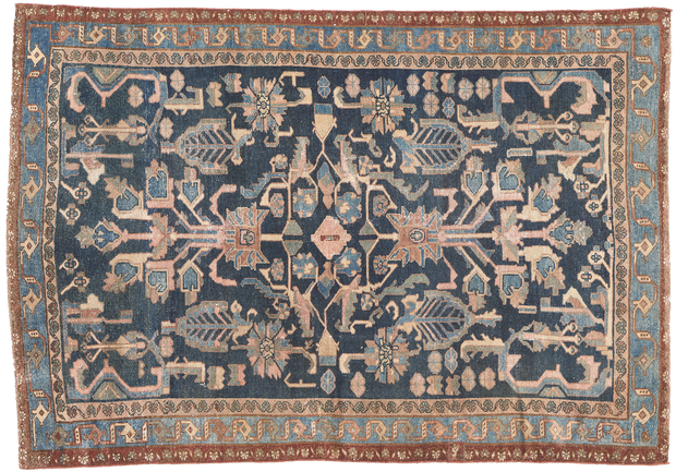 4 x 6 Antique Navy Blue Persian Malayer Rug 61277