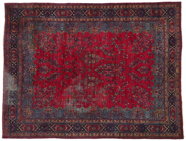 13 x 17 Antique Red Persian Kerman Rug 78753
