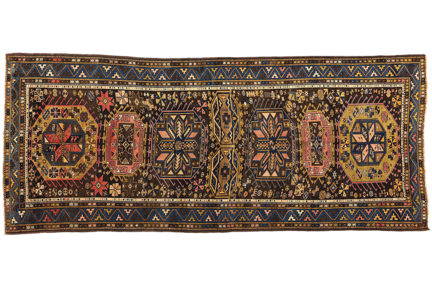 5 x 13 Antique Caucasian Baku Rug Azerbaijan Tribal Carpet Runner 78770