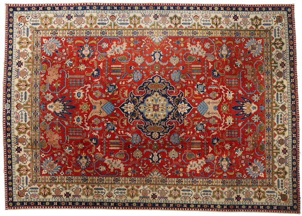 9 x 13 Antique Red Persian Tabriz Rug 78830