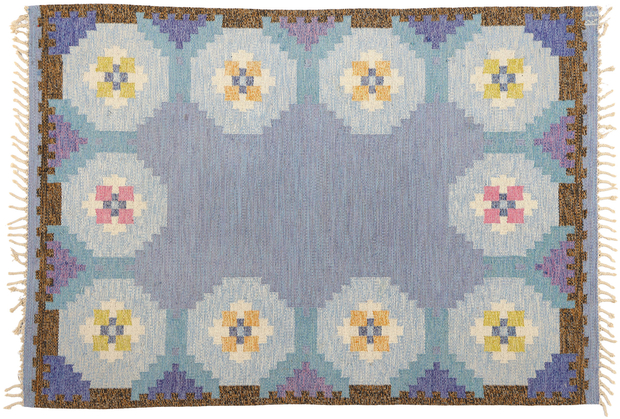 5 x 8 Vintage Blue Swedish Rollakan Rug 78822