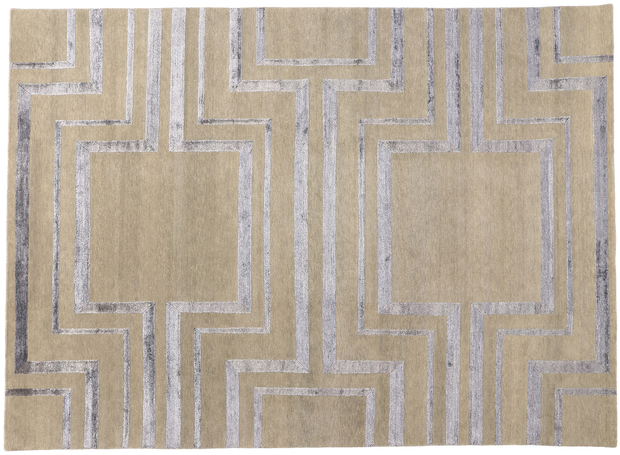 9 x 12 Contemporary Art Deco High-Low Wool and Silk Rug 31008