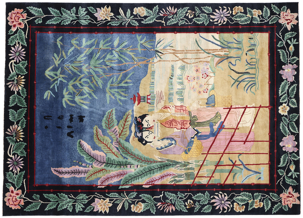 9 x 12 Modern Chinese Art Deco Pictorial Rug 31321