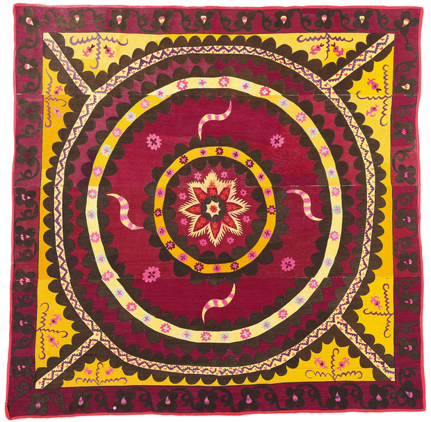 8 x 8 Antique Uzbek Tashkent Suzani Tapestry 78843