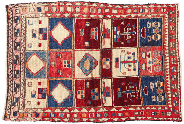 5 x 7 Vintage Persian Lori Checkerboard Rug 78873