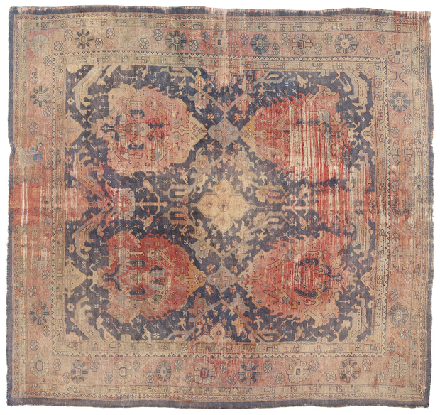 9 x 10 Antique Turkish Oushak Rug 78744