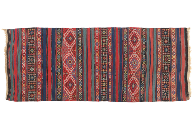 3 x 7 Antique Caucasian Shahsavan Jajim Kilim Rug 78950