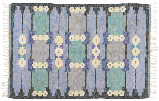 4 x 7 Sverker Greuholm Vintage Swedish Rollakan Rug 79057