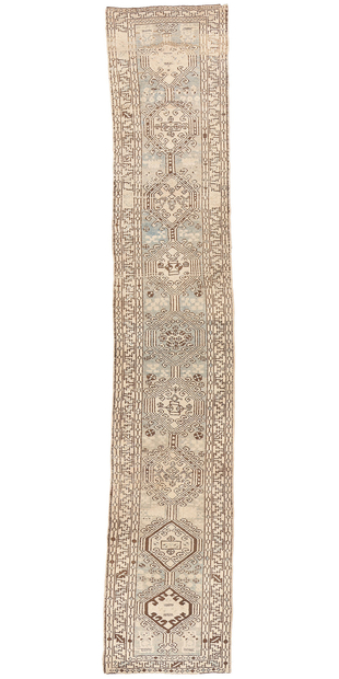 2 x 13 Distressed Antique Persian Heriz Rug Runner 61317