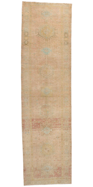 4 x 14 Distressed Antique Earth-Tone Persian Northwest Rug Runner 61349