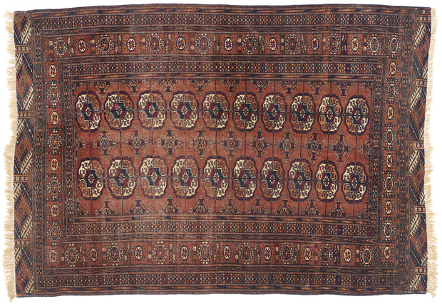 4 x 5 Late 19th Century Antique Persian Turkoman Rug 79172