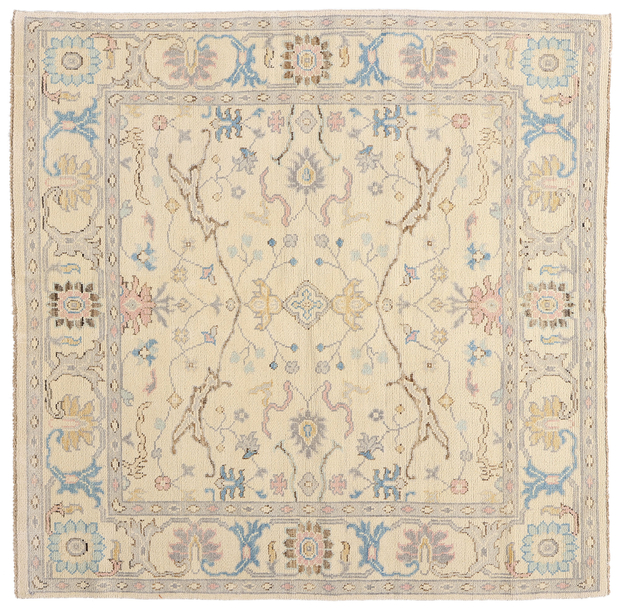 6 x 6 Modern Ivory Oushak Rug 79196