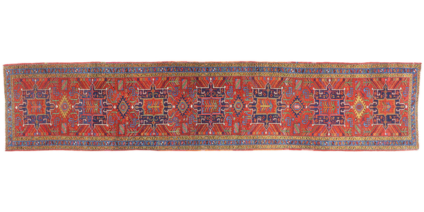 3 x 15 Antique Persian Heriz Rug Runner 79244