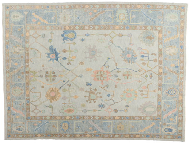 10 x 13 Modern Light Gray Turkish Oushak Rug 54013