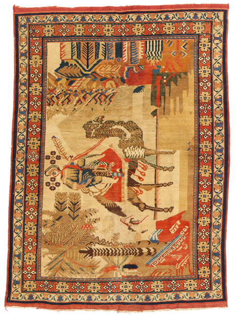 4 x 6 Antique Persian Afshar Pictorial Rug 79287