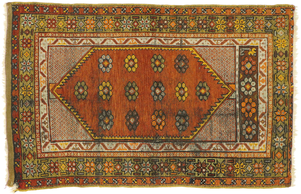 3 x 4 Vintage Turkish Oushak Rug 70866