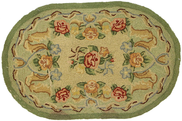 2 x 3 Antique Chinese Floral Hooked Rug 71006