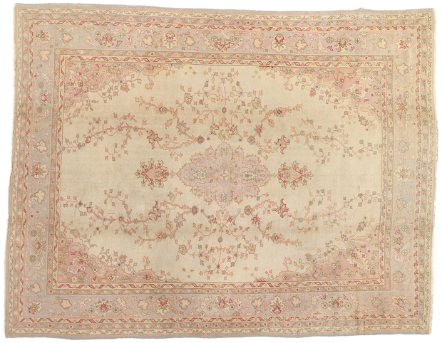 8 x 11 Antique Muted Pastel Turkish Oushak Rug 71741