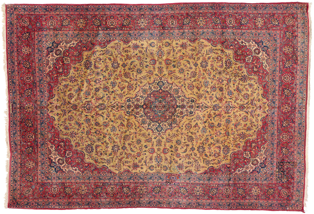 10 x 14 Signed Antique Persian Kashan Rug 72016