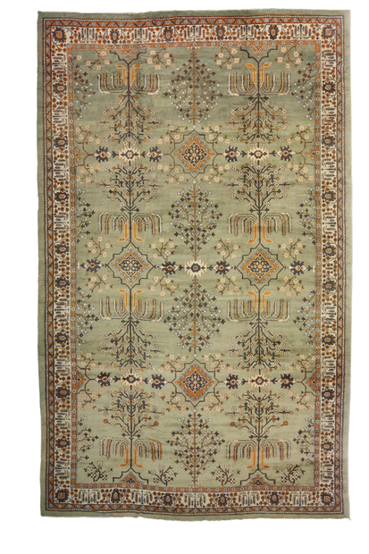 19 x 31 Late 19th Century Antique Green Agra Rug Tree of Life 72173