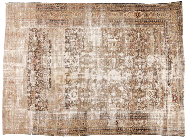 11 x 15 Late 19th Century Distressed Antique Persian Sultanabad Rug 73021