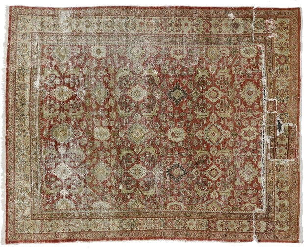 9 x 11 Antique-Worn Persian Mahal Rug 73380