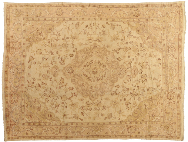 10 x 14 Antique Neutral Turkish Oushak Rug 74056