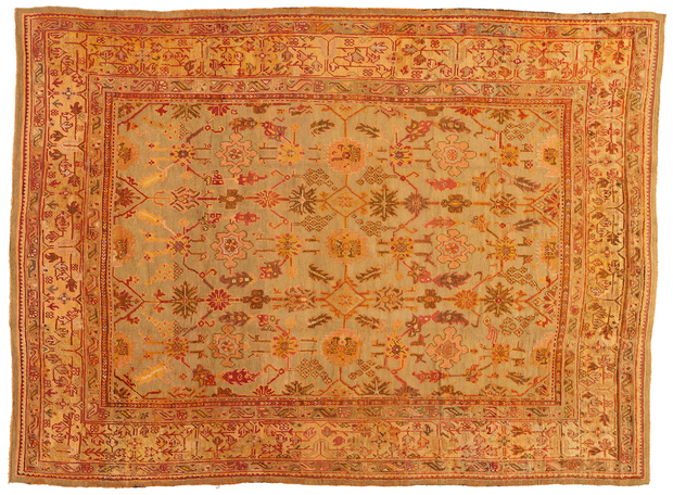 10 x 14 Late 19th Century Antique Turkish Oushak Rug 74175