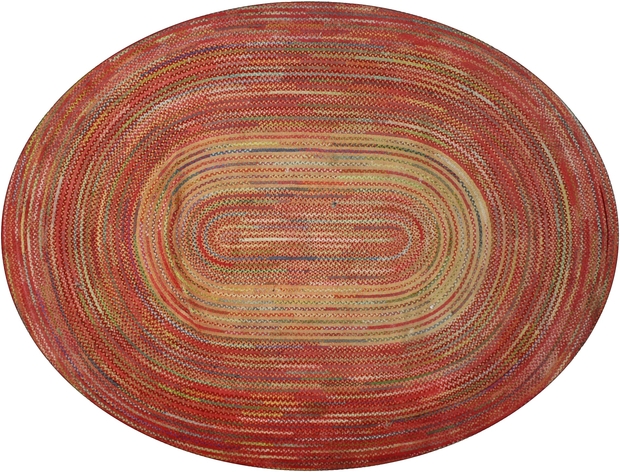 8 x 11 Antique American Hooked Oval Rug 74197