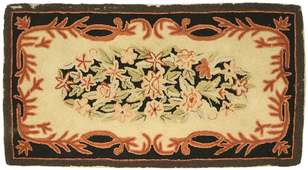 2 x 4 Antique American Floral Hooked Rug 74358