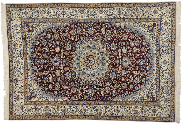 7 x 9 Vintage Persian Nain Rug 74241