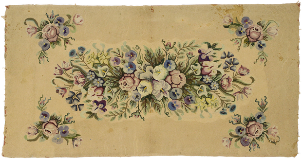 3 x 6 Antique American Floral Hooked Rug 74344
