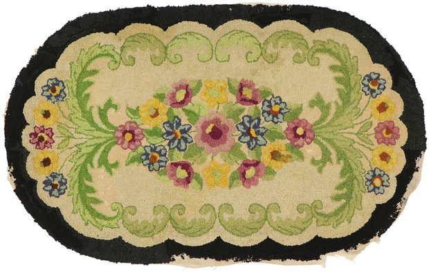 3 x 5 Antique American Floral Hooked Rug 74346