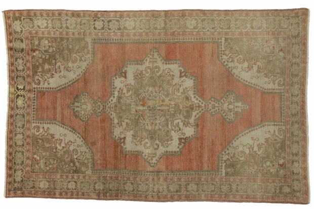 4 x 7 Vintage Turkish Oushak Rug 74743