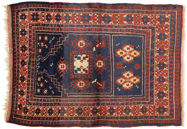 4 x 5 Vintage Turkish Oushak Prayer Rug 74863
