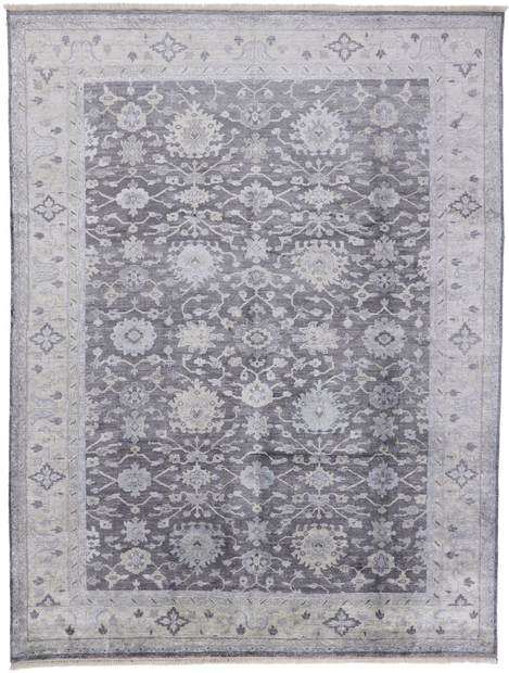 9 x 12 Modern Gray Silk Oushak Rug 30246