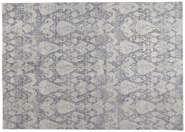 10 x 14 Transitional Blue Gray Ikat Rug 30263