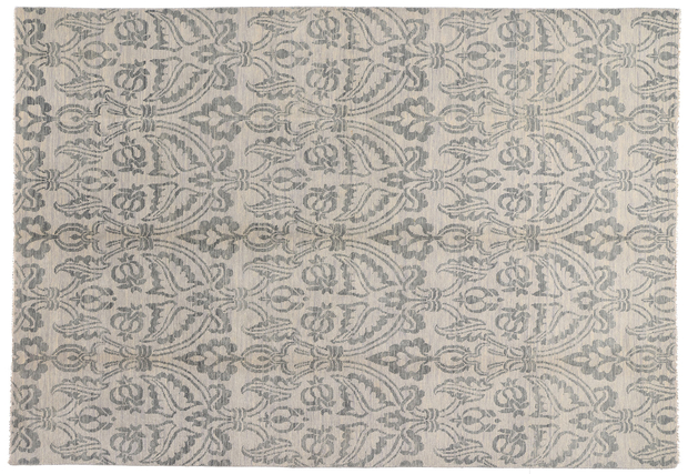 10 x 14 Transitional Blue Gray Damask Ikat Rug 30265