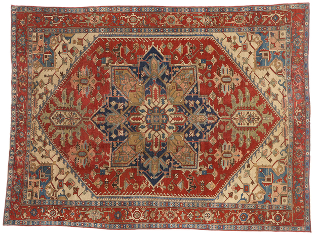 9 x 12 Late 19th Century Antique Persian Serapi Rug 74972