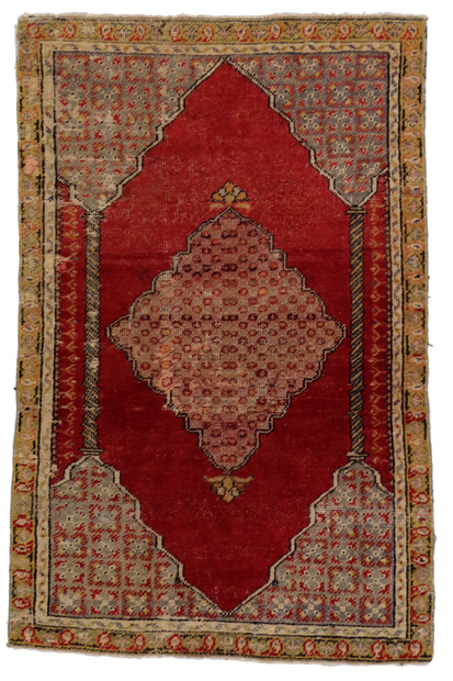 3 x 4 Antique Turkish Oushak Prayer Rug 51736