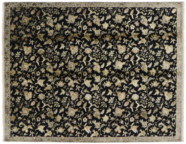 9 x 12 Vintage Black Indian Agra Rug 76873