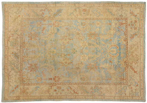 9 x 13 Modern Azure Turkish Oushak Rug 76891