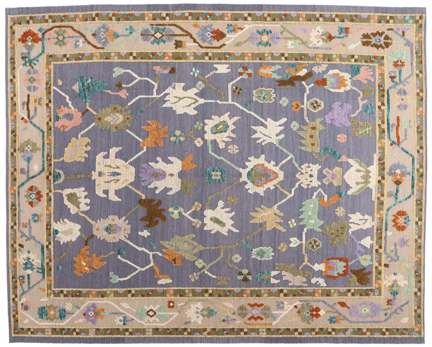 11 x 13 Modern Colorful Oushak High-Low Rug 30390